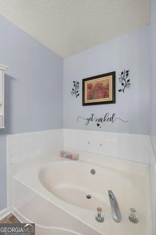 a bathroom with a tub