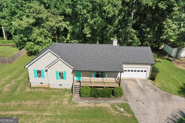 an aerial view of a house