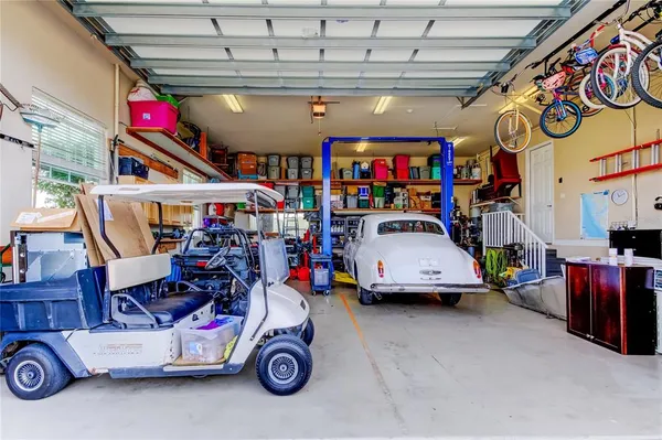 a car parking in a garage