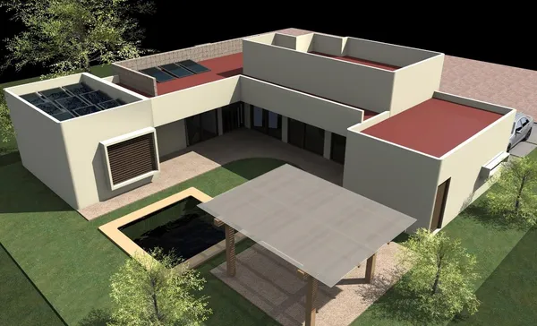 a backyard of a house with lots of green space