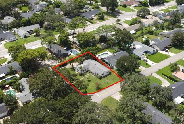 an aerial view of a house