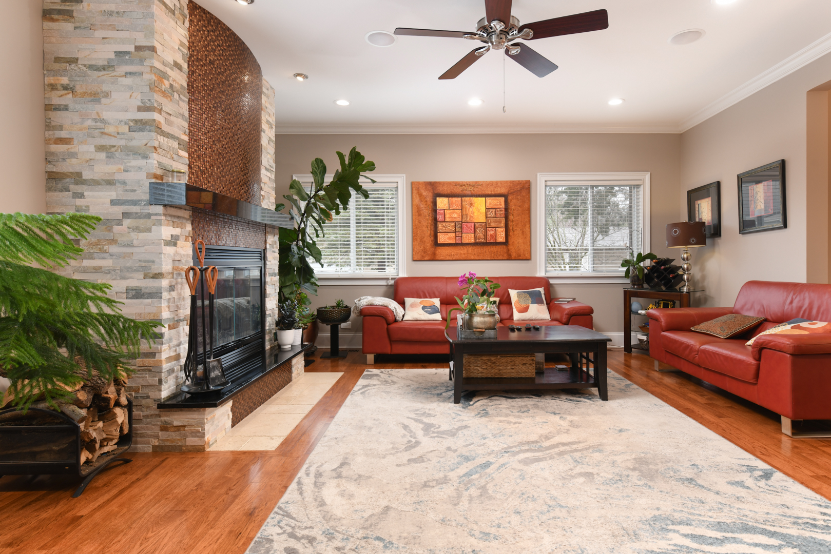 111 Grace Lane Fox River Grove, IL 60021 - Photo 8 of 33 a living room with furniture and a fireplace