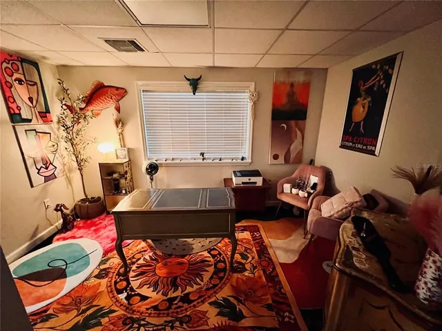 a living room with furniture