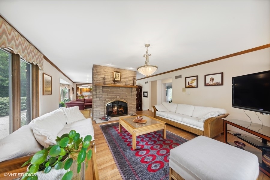 2 Keri Lane Burr Ridge, IL 60527 - Photo 11 of 24 a living room with furniture a flat screen tv and a fireplace
