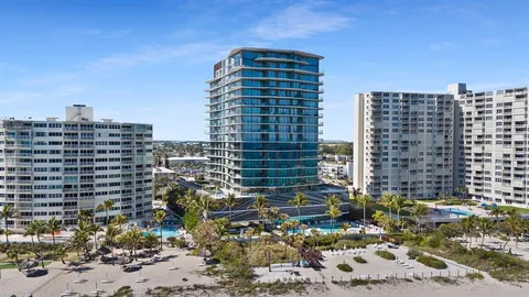 a city view with tall buildings