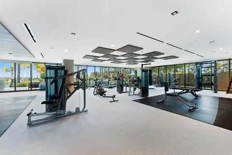 a view of a room with gym equipment