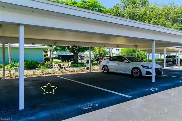 a car parked in front of a building