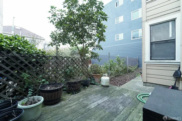 a view of a bench in patio