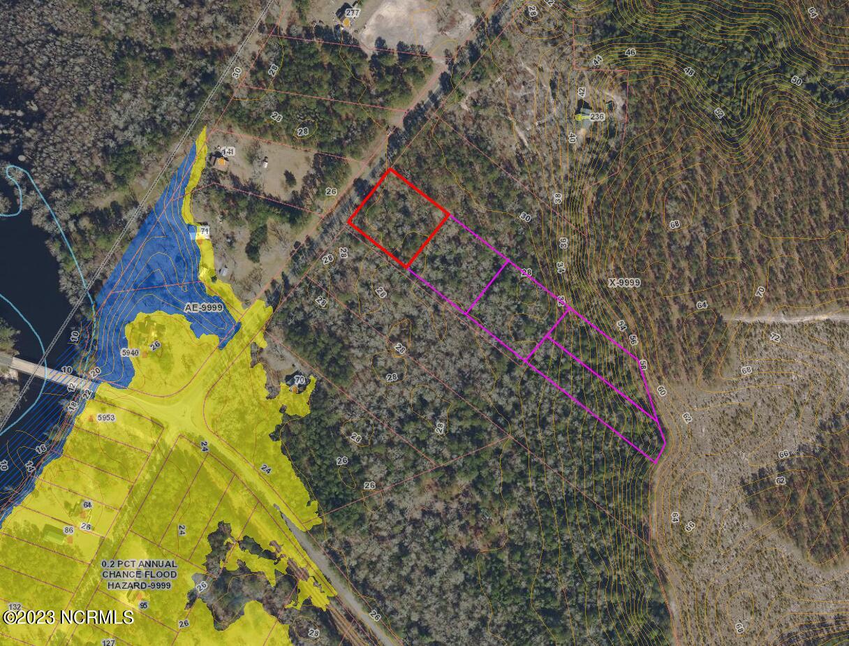 5-ac Ivanhoe Road Atkinson, NC 28421 - Photo 24 of 26 GIS Aerial with Flood Zone and Topo