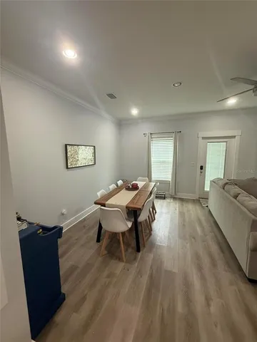 a living room with a couch and a table