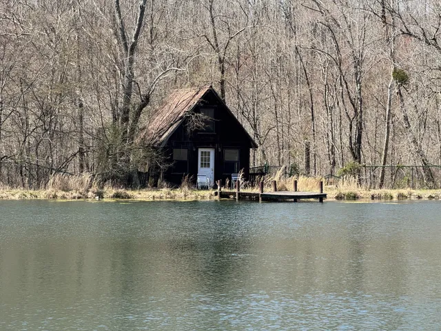 a view of a lake with a mountain in the background