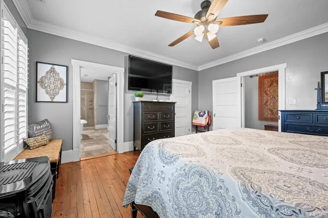 a view of a park with swings and slides