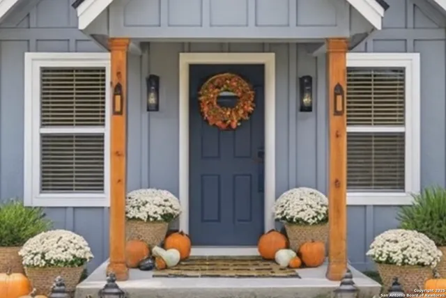 a front view of a entryway