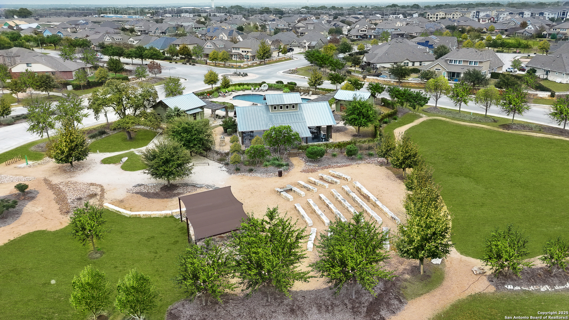 9426 Chatside Schertz, TX 78154 - Photo 42 of 44 an aerial view of residential houses with outdoor space and trees