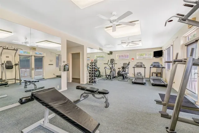a view of a room with gym equipment