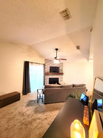 a living room with furniture