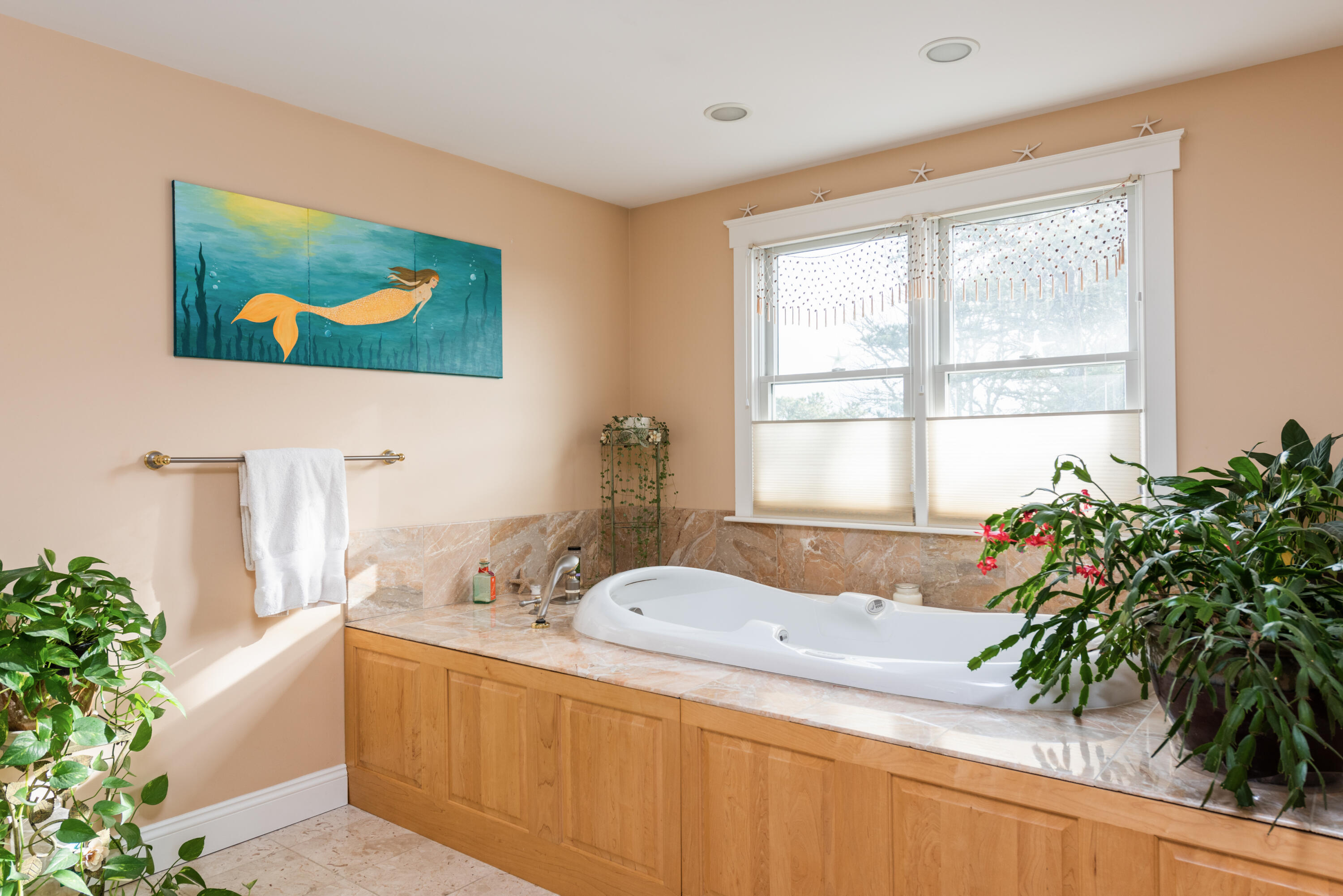 322 Pleasant Street Chatham, MA 02659 - Photo 27 of 39 a bathroom with a tub a potted plant and a window