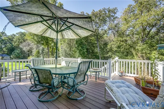 a view of a deck patio and wooden floor