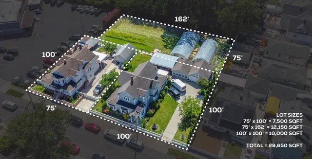 an aerial view of swimming pool