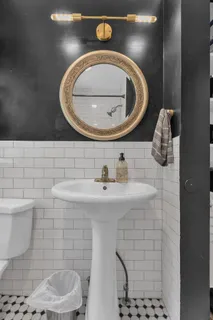 a bathroom with a bathtub