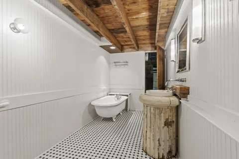 a close view of a utility room with a sink