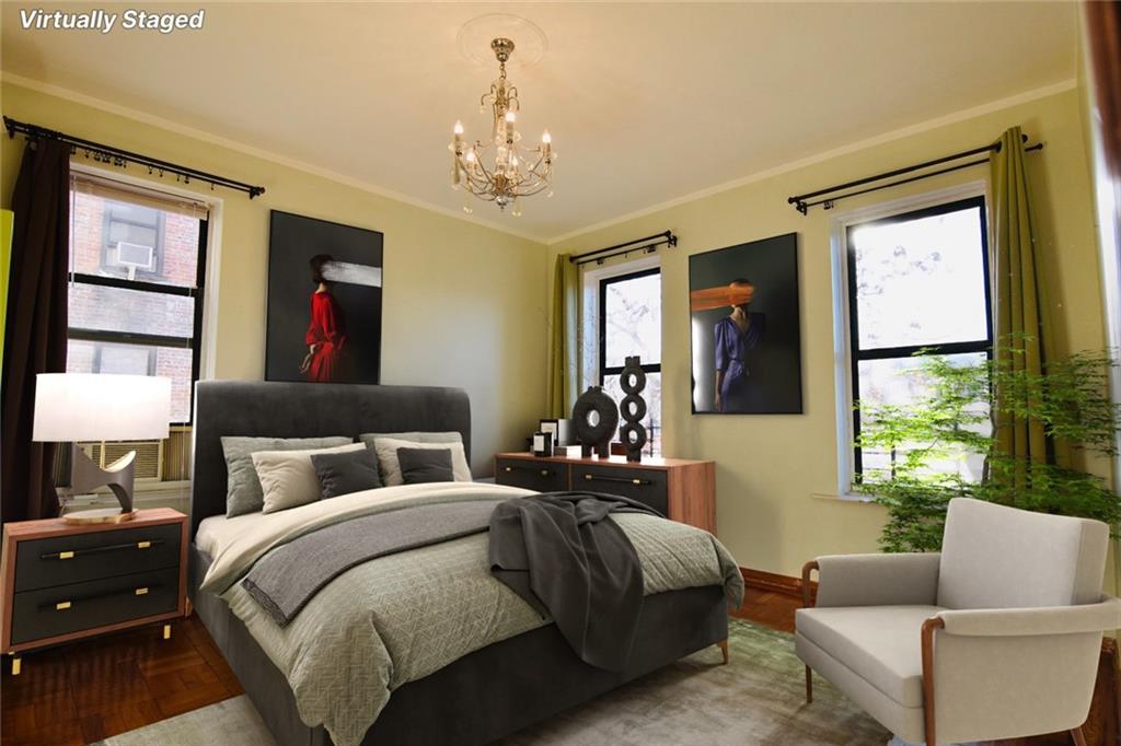 2940 Ocean Avenue, Unit A9 Brooklyn, NY 11235 - Photo 2 of 9 a bedroom with bed couch and window