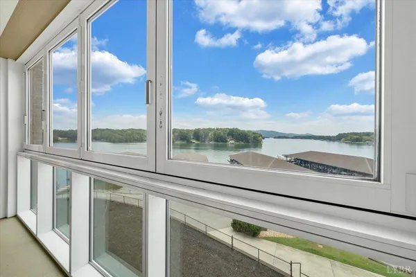 a view of a glass door