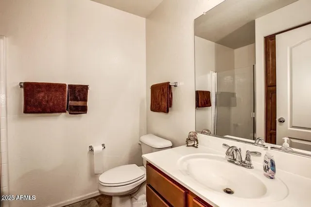 a bathroom with a toilet a sink and mirror