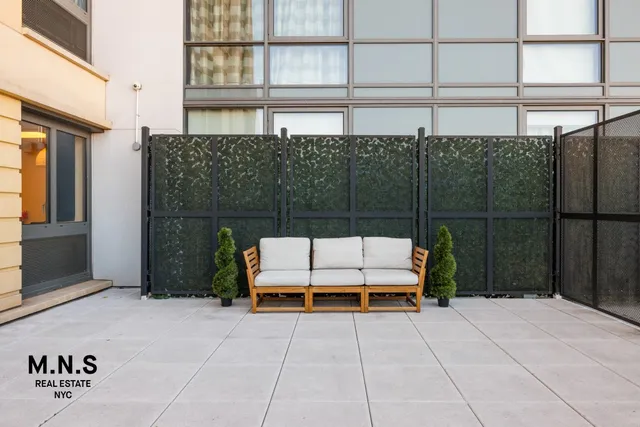a view of terrace with glass door