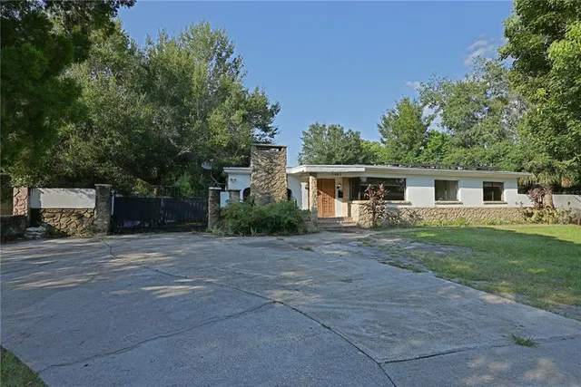 front view of a house with a street