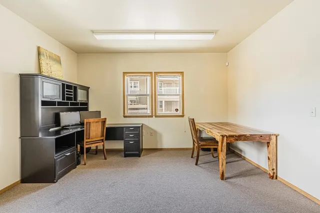 a workspace with furniture