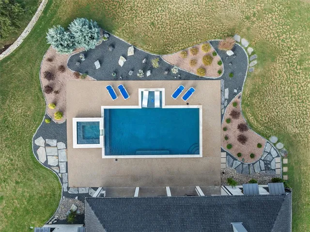 an aerial view of a house