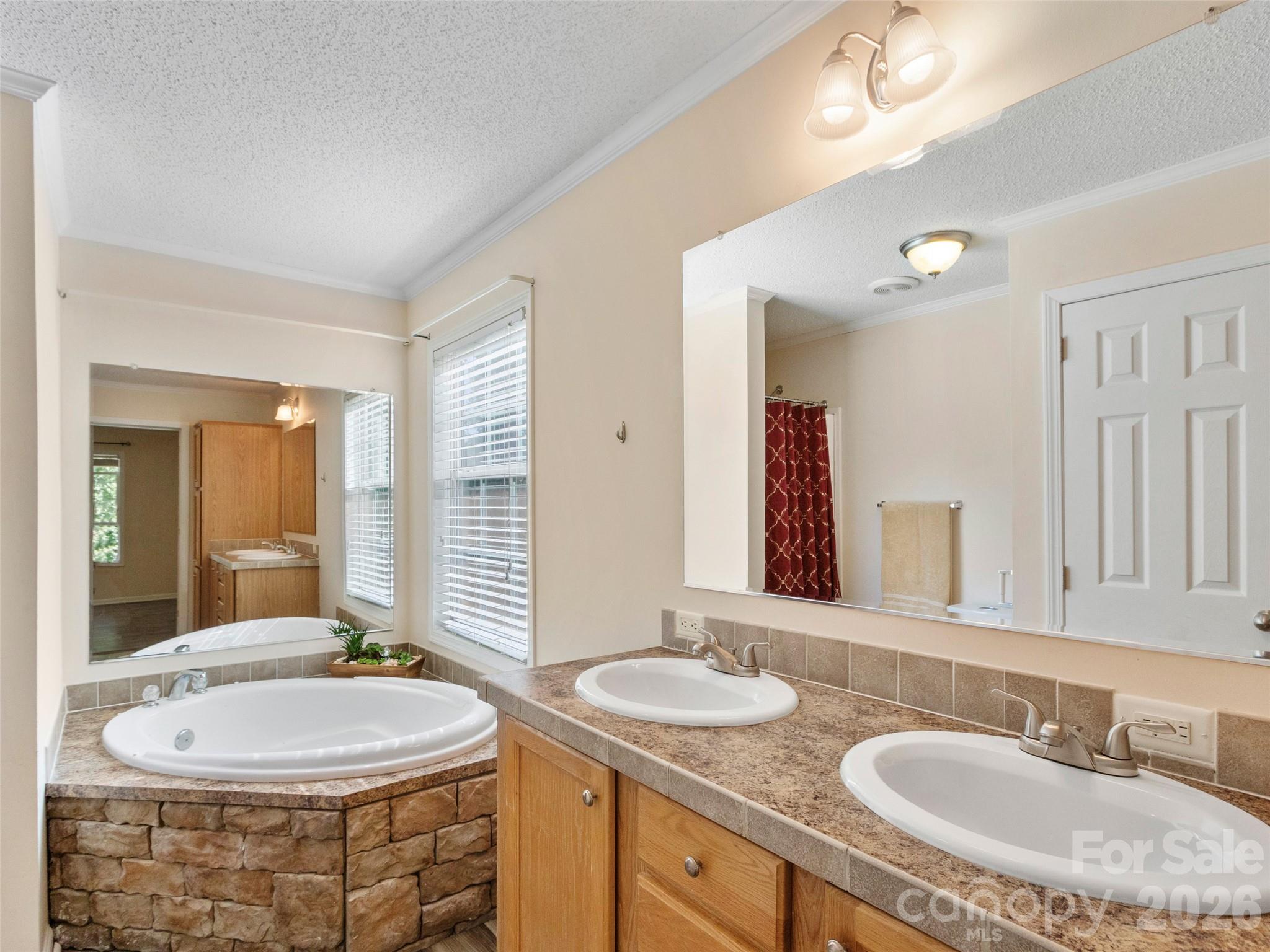 9 Sun Ridge Road Asheville, NC 28806 - Photo 14 of 29 a bathroom with a granite countertop sink and a mirror