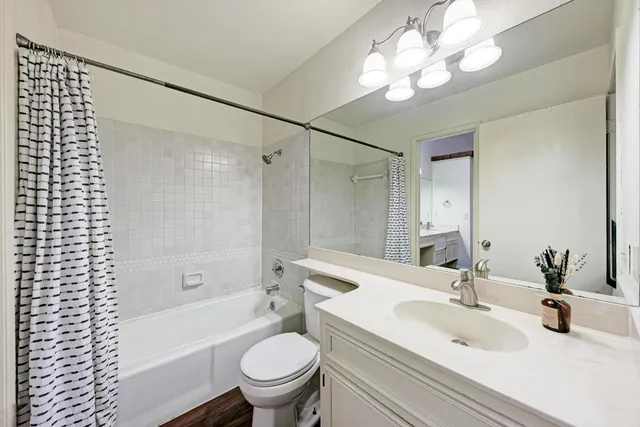 a bathroom with a sink toilet a shower and a mirror