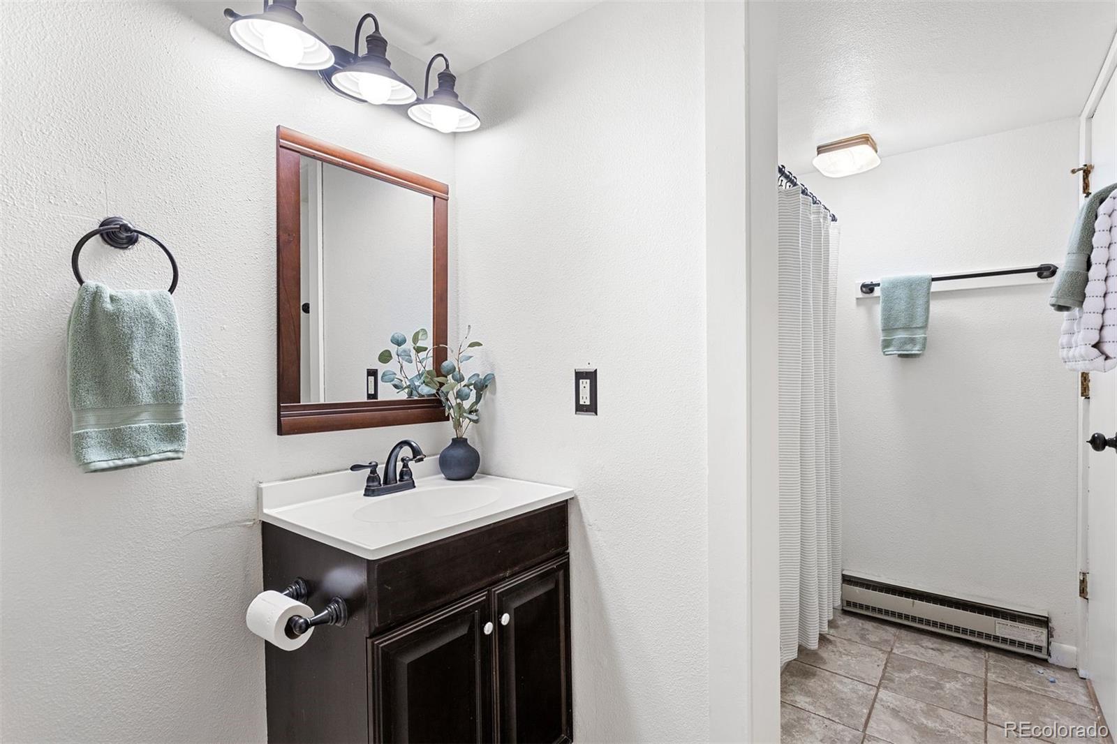 76 E Meadow, Unit 2 Fraser, CO 80442 - Photo 19 of 23 a bathroom with a sink a mirror and shower