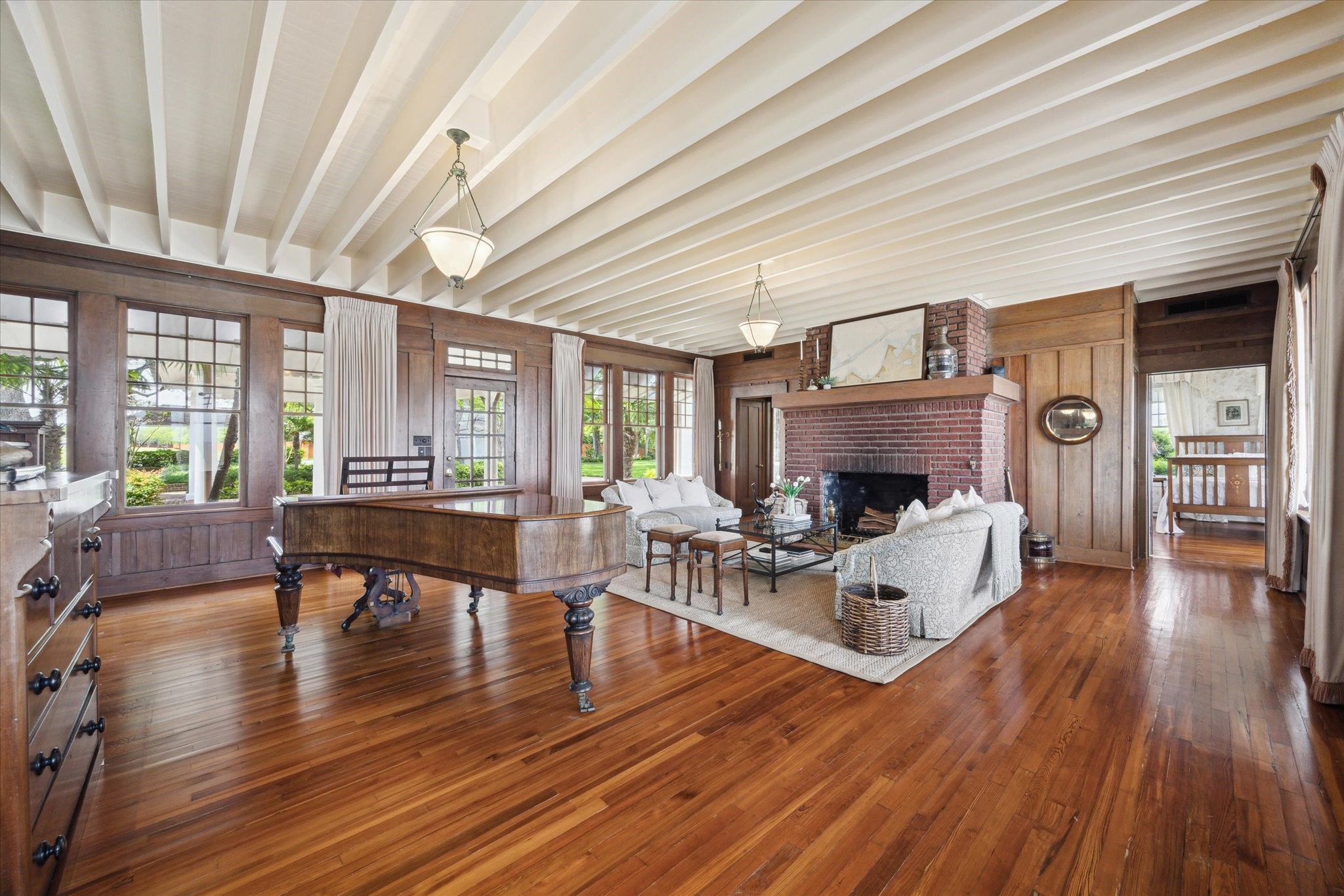 102 South R Street La Porte, TX 77571 - Photo 31 of 43 a living room with furniture wooden floor and a fireplace