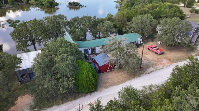 an aerial view of a house