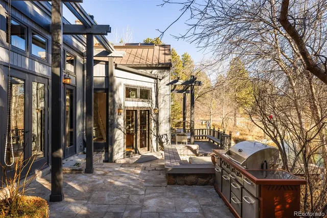 a view of a street with sitting area