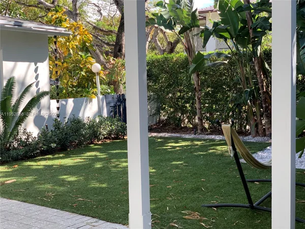 a view of a trees in a yard