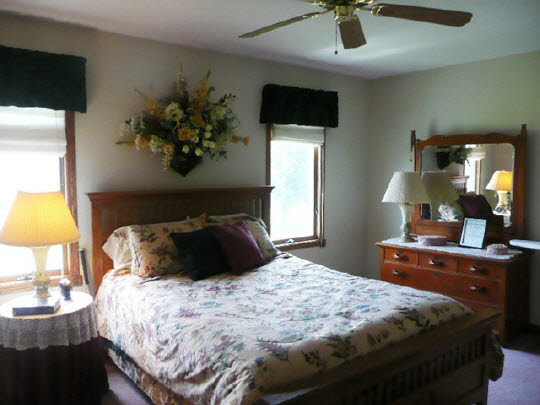 1965 East Water Road Byron, IL 61010 - Photo 9 of 11 a bedroom with a bed and a chandelier
