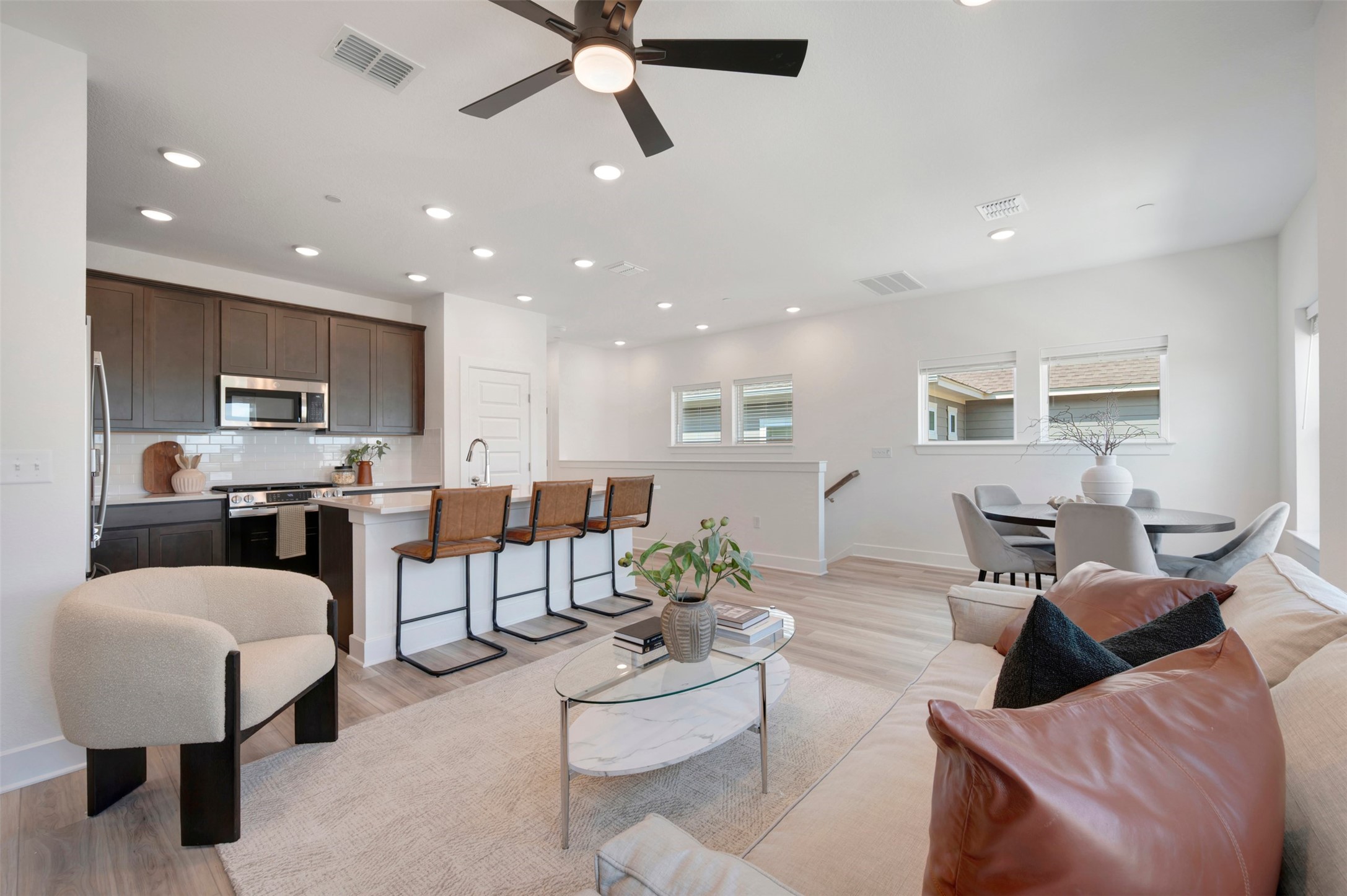 1010 B Brickell Loop Austin, TX 78744 - Photo 5 of 25 View of Kitchen - Dining Area (Staged) from Family Room