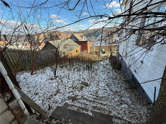 a view of a yard with a tree