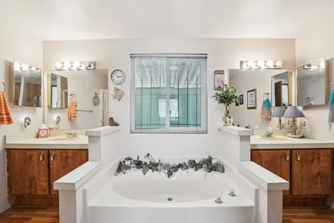 a bathroom with a sink and a bathtub