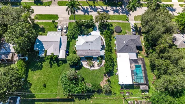 an aerial view of a house