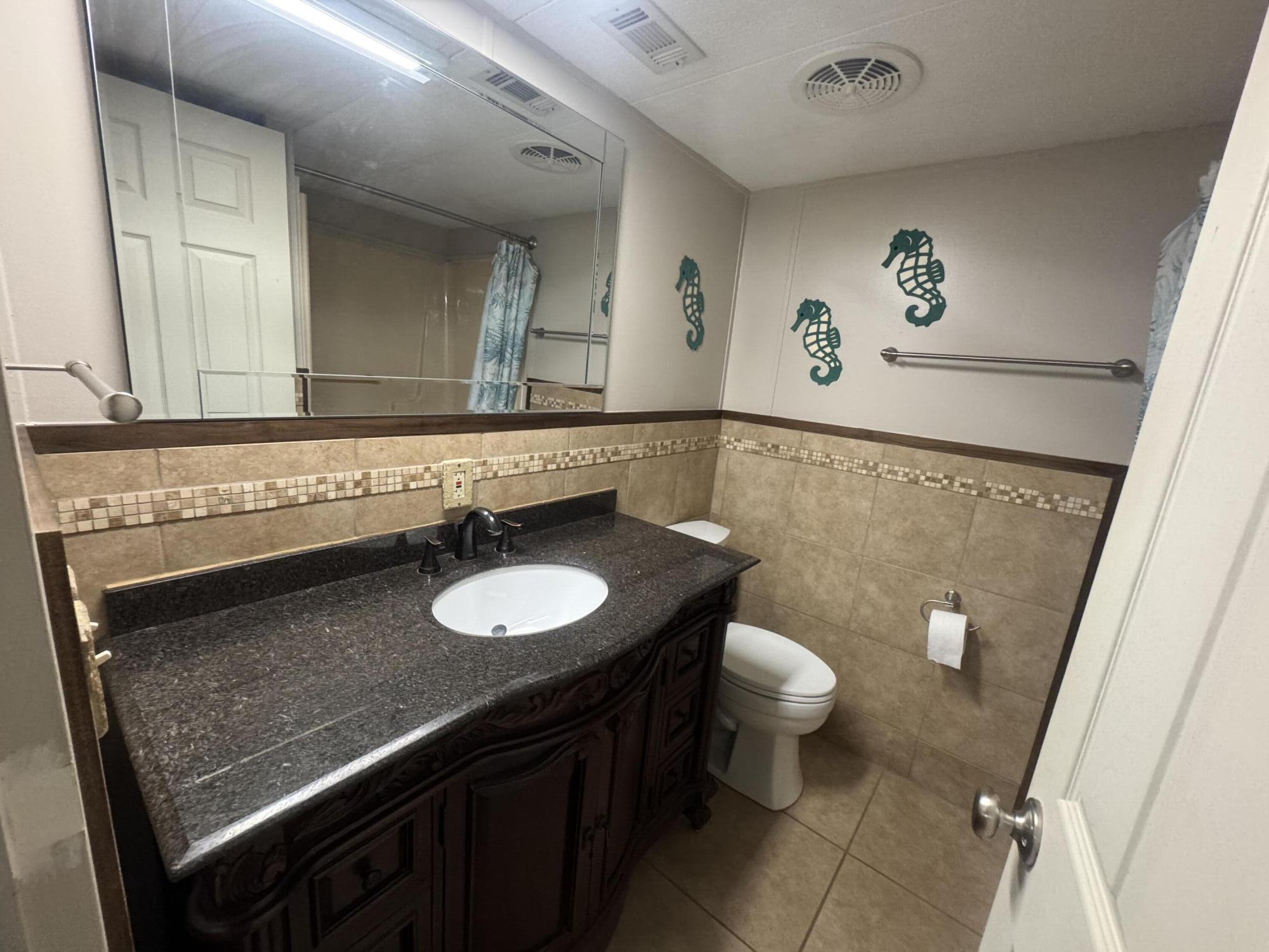 1747 Southwest 35th Circle Okeechobee, FL 34974 - Photo 15 of 21 a bathroom with a sink a toilet and a mirror