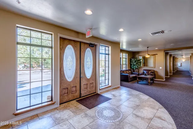 a view of a building with a trees