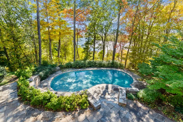 a table and chairs in a patio