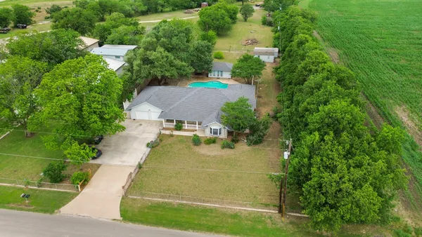 an aerial view of a house