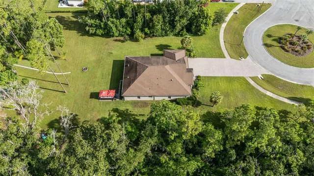 an aerial view of a kitchen