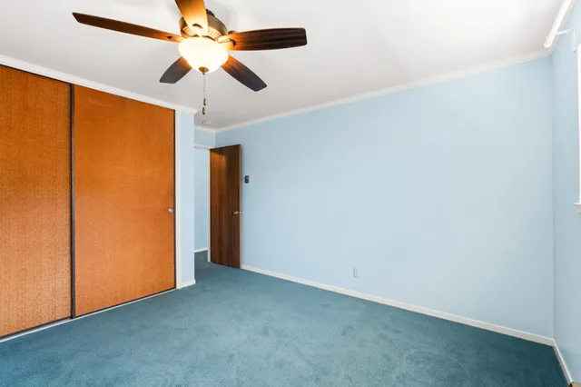 an empty room with closet